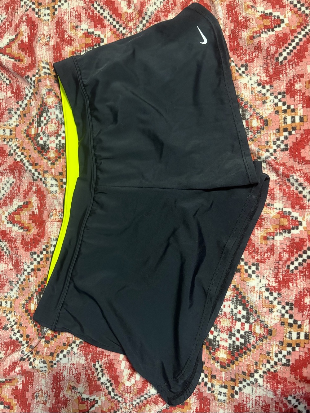 Nike Women’s Black Swim Shorts with Neon Yellow Inner Lining